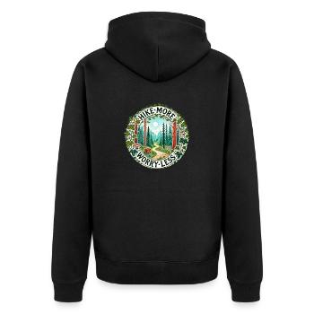 Hike more worry less - Unisex Premium Organic Zip Hoodie - black - Back - Nico (187cm)