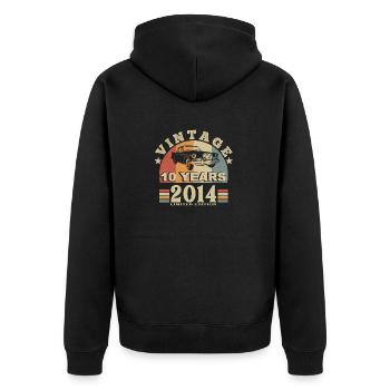 vintage 2014 né en 2014 10 ans anniversaire - Veste à capuche bio Premium Unisexe - noir - Dos - Nico (187cm)