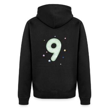 9e anniversaire watercolor étoile - Veste à capuche bio Premium Unisexe - noir - Dos - Nico (187cm)