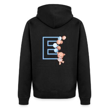 Blauer Buchstabe E Bär - Unisex Premium Bio Zip Hoodie - Schwarz - Hinten - Nico (187cm)
