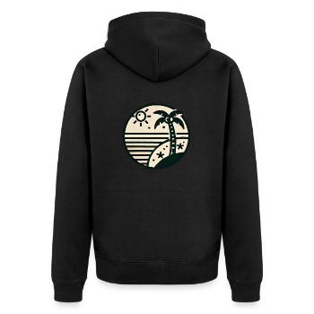 Küste - Unisex Premium Bio Zip Hoodie - Schwarz - Hinten - Nico (187cm)