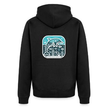 Walfisch - Unisex Premium Bio Zip Hoodie - Schwarz - Hinten - Nico (187cm)