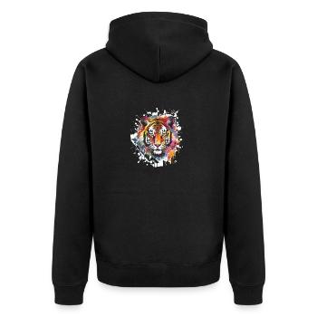 Tiger Animal - Unisex Premium Bio Zip Hoodie - Schwarz - Hinten - Nico (187cm)