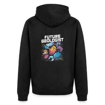 Future Geologist - Passion for Geology - Unisex Premium Organic Zip Hoodie - black - Back - Nico (187cm)