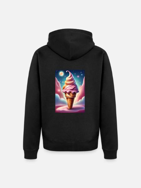 Strawberry cone - Unisex Premium Organic Zip Hoodie - black