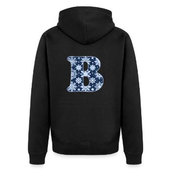 Letter B Snowflakes - Unisex Premium Organic Zip Hoodie - black - Back - Nico (187cm)