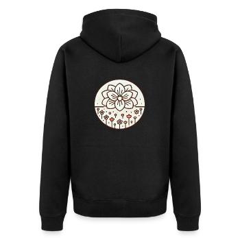 Blumenwiese hell - Unisex Premium Bio Zip Hoodie - Schwarz - Hinten - Nico (187cm)
