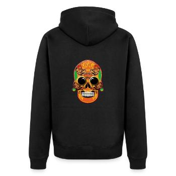 Schädel 5 - Unisex Premium Bio Zip Hoodie - Schwarz - Hinten - Nico (187cm)