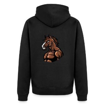 Pferd Stark - Unisex Premium Bio Zip Hoodie - Schwarz - Hinten - Nico (187cm)