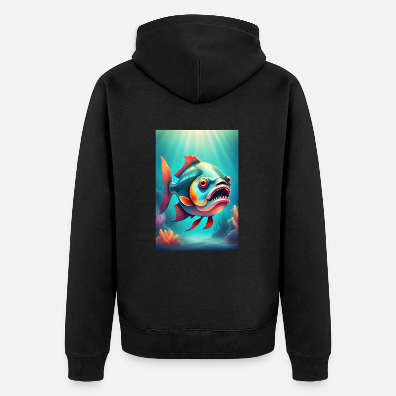 Poisson effrayant à l’air étrange - Veste à capuche bio Premium Unisexe - noir
