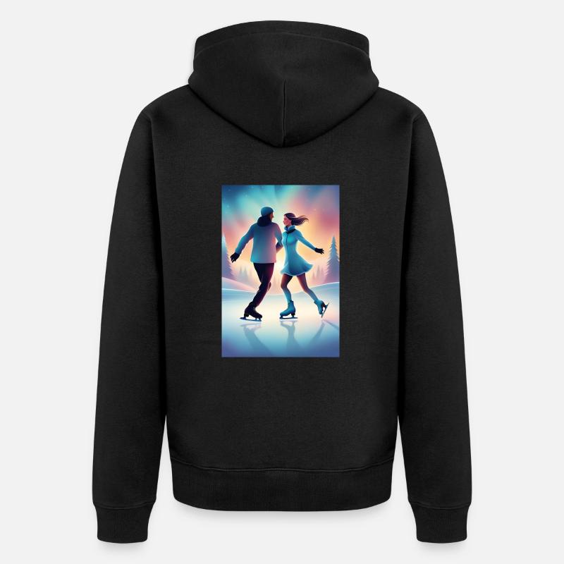 Couple de patins à glace - Veste à capuche bio Premium Unisexe - noir