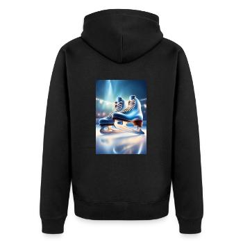 Blaue Schlittschuhe - Unisex Premium Bio Zip Hoodie - Schwarz - Hinten - Nico (187cm)