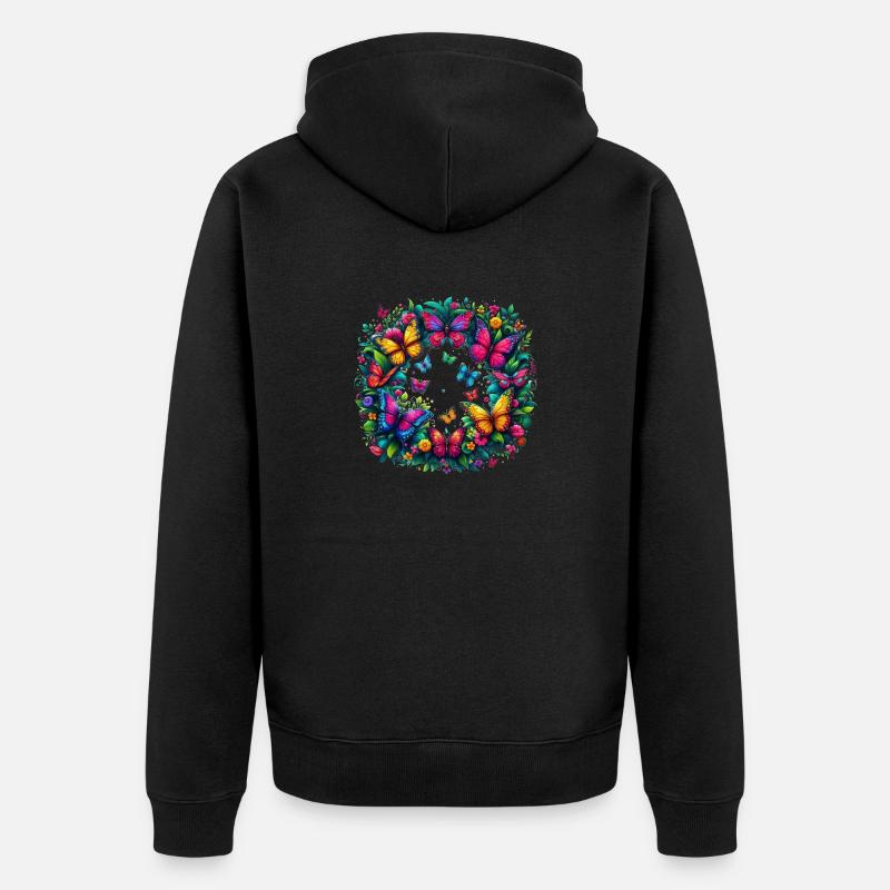 Papillons 3 - Veste à capuche bio Premium Unisexe - noir