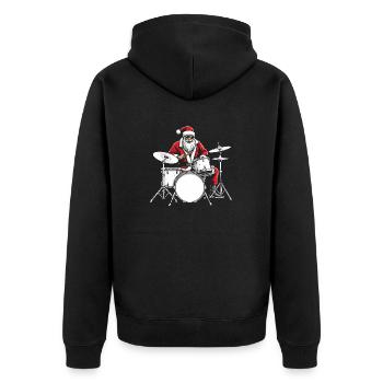 Vintage Santa - Schlagzeug-Set Humor - Unisex Premium Bio Zip Hoodie - Schwarz - Hinten - Nico (187cm)