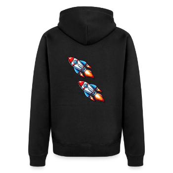 raketen - Unisex Premium Bio Zip Hoodie - Schwarz - Hinten - Nico (187cm)