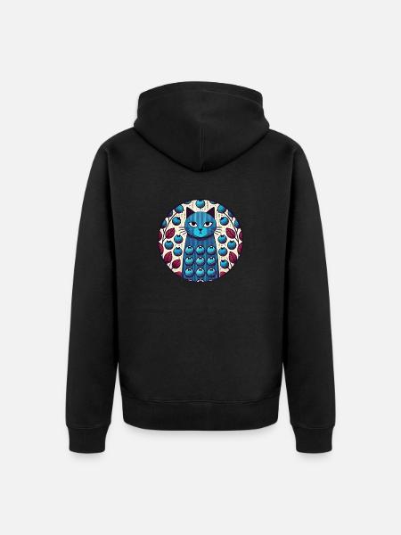 Blaubeer-Katze - Unisex Premium Bio Zip Hoodie - Schwarz