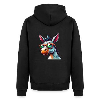 Esel Cool - Unisex Premium Bio Zip Hoodie - Schwarz - Hinten - Nico (187cm)