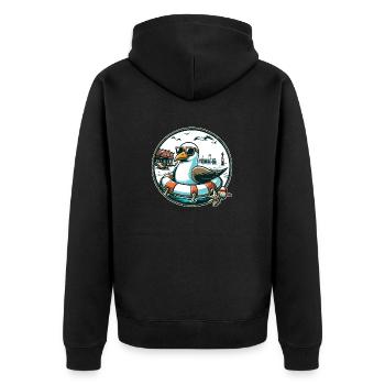 Mouette dans une bouée de sauvetage - Veste à capuche bio Premium Unisexe - noir - Dos - Nico (187cm)