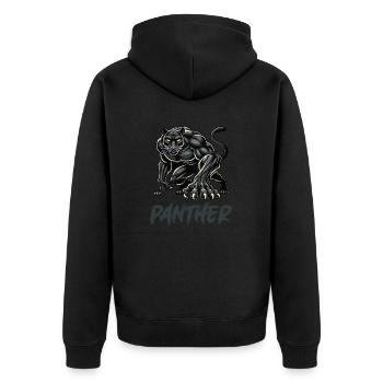 panther - Unisex Premium Organic Zip Hoodie - black - Back - Nico (187cm)