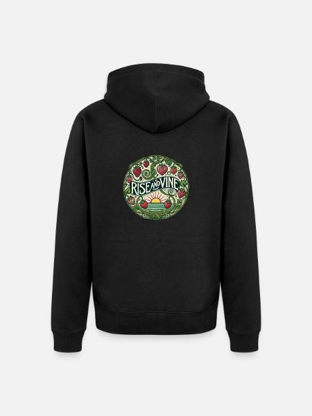 Rise and Vine - Unisex Premium Organic Zip Hoodie - black
