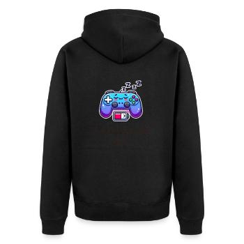 Leveling Up IRL – Lustiges Gamer Shirt - Unisex Premium Bio Zip Hoodie - Schwarz - Hinten - Nico (187cm)