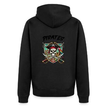 piraten - Unisex Premium Bio Zip Hoodie - Schwarz - Hinten - Nico (187cm)
