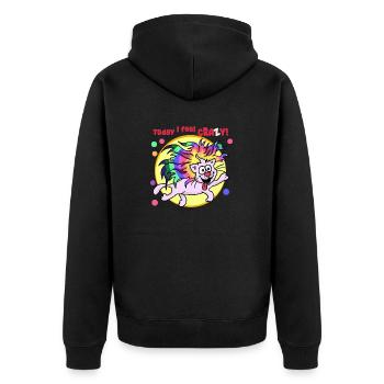 Feelin Crazy - For all the crazy among you! - Unisex Premium Organic Zip Hoodie - black - Back - Nico (187cm)
