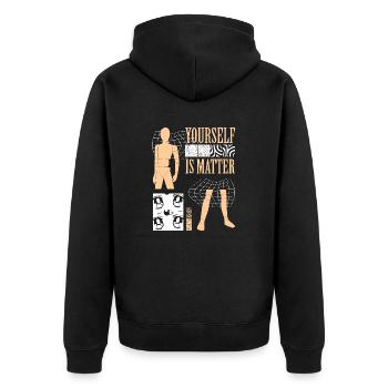 Yourself is Matter - Unisex Premium Organic Zip Hoodie - black - Back - Nico (187cm)