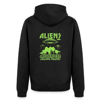 Les extraterrestres sont ici pour les doigts de poulet UFO City - Veste à capuche bio Premium Unisexe - noir - Dos - Nico (187cm)