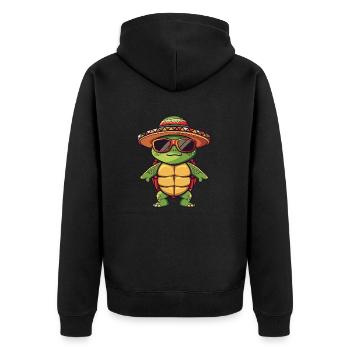 Turtle Comic Funny Sombrero - Unisex Premium Organic Zip Hoodie - black - Back - Nico (187cm)