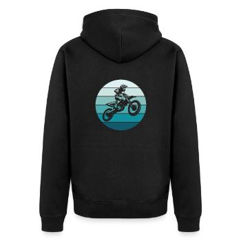 Dirt Bike Retro Sunset Motocross Motorcycle - Unisex Premium Bio Zip Hoodie - Schwarz - Hinten - Nico (187cm)