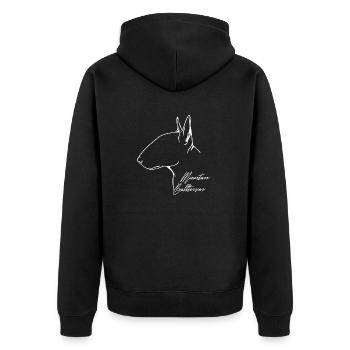Miniature Bullterrier Profil Hund Hunde Wilsigns - Unisex Premium Bio Zip Hoodie - Schwarz - Hinten - Nico (187cm)