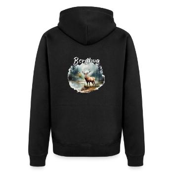 Hirsch Bergbua Hirsch Geschenk Dorffest Wandern - Unisex Premium Bio Zip Hoodie - Schwarz - Hinten - Nico (187cm)