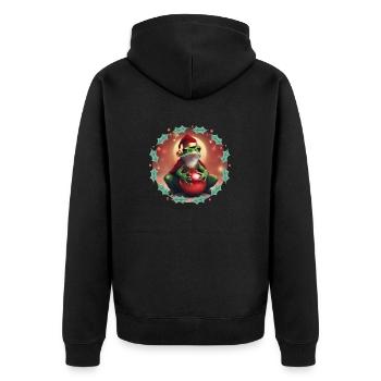 Frosch mit Weihnachtskugel 2 - Unisex Premium Bio Zip Hoodie - Schwarz - Hinten - Nico (187cm)
