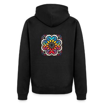 Abstrakte Blumenpracht: Buntes Dot-Art-Design - Unisex Premium Bio Zip Hoodie - Schwarz - Hinten - Nico (187cm)