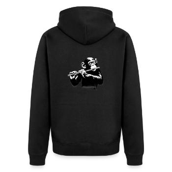 Singe Orchestre Flûte Street Art Banksy Style - Veste à capuche bio Premium Unisexe - noir - Dos - Nico (187cm)