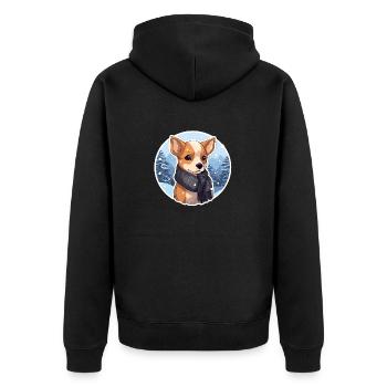Winter dog with scarf in the snow - Unisex Premium Organic Zip Hoodie - black - Back - Nico (187cm)
