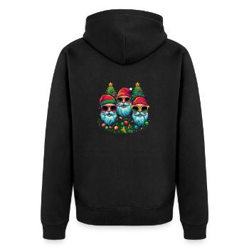 Cool Santas with sunglasses - Unisex Premium Organic Zip Hoodie - black - Back - Nico (187cm)