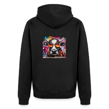 Bauern Design mit Kuh für Landwirte & Bauer - Unisex Premium Bio Zip Hoodie - Schwarz - Hinten - Nico (187cm)