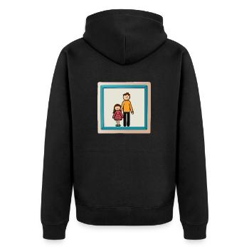 Familie / Vater / Tochter - Unisex Premium Bio Zip Hoodie - Schwarz - Hinten - Nico (187cm)