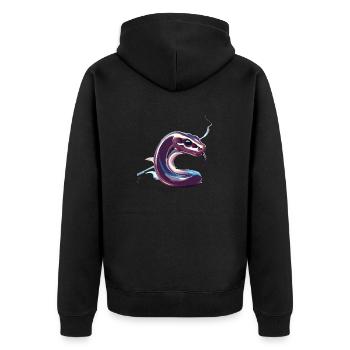 Chrom Schlange Part. 2 - Unisex Premium Bio Zip Hoodie - Schwarz - Hinten - Nico (187cm)