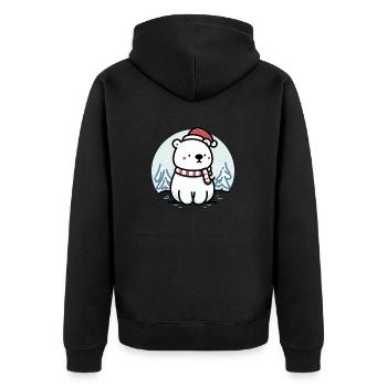 Mignon ours polaire d’hiver enneigé père Noël chapeau écharpe - Veste à capuche bio Premium Unisexe - noir - Dos - Nico (187cm)