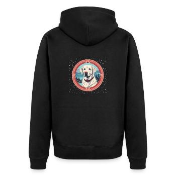 Labrador Retriever Hund Weihnachten, Liebe Hunde - Unisex Premium Bio Zip Hoodie - Schwarz - Hinten - Nico (187cm)