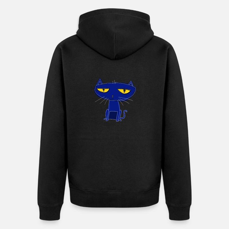 chat bleu triste - Veste à capuche bio Premium Unisexe - noir