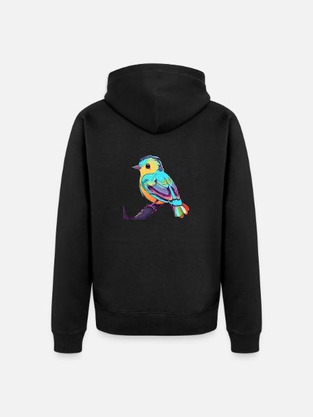 Bunter Piepmatz - Unisex Premium Bio Zip Hoodie - Schwarz