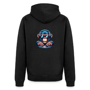 DJ Monkey - Unisex Premium Organic Zip Hoodie - black - Back - Nico (187cm)