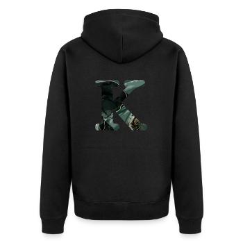 Lettre k marbré vert - Veste à capuche bio Premium Unisexe - noir - Dos - Nico (187cm)