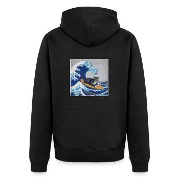 Lustiges Geschenk für Katzenliebhaber - Unisex Premium Bio Zip Hoodie - Schwarz - Hinten - Nico (187cm)