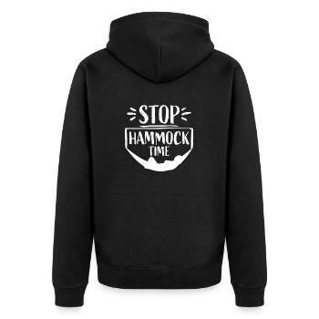Funny Stop Hammock Time Relaxing Sleeping Camping - Unisex Premium Organic Zip Hoodie - black - Back - Nico (187cm)