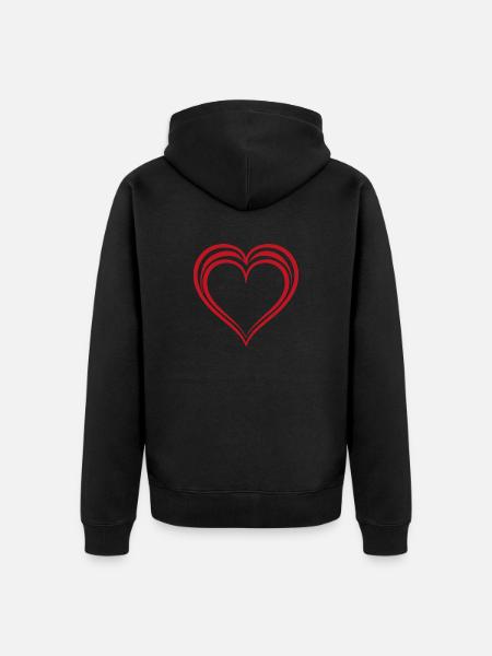 Herz - Unisex Premium Bio Zip Hoodie - Schwarz